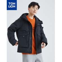 唐狮羽绒服男后背印花短款上衣外套